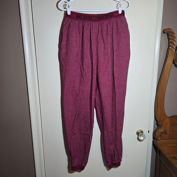 Vintage 1990s Big Dogs Flannel Plaid Pajama‎ Pants Red/White/Black Size Medium - Picture 1 of 11